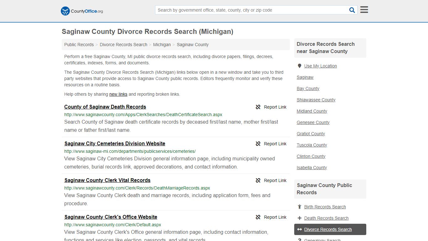 Saginaw County Divorce Records Search (Michigan) - County Office